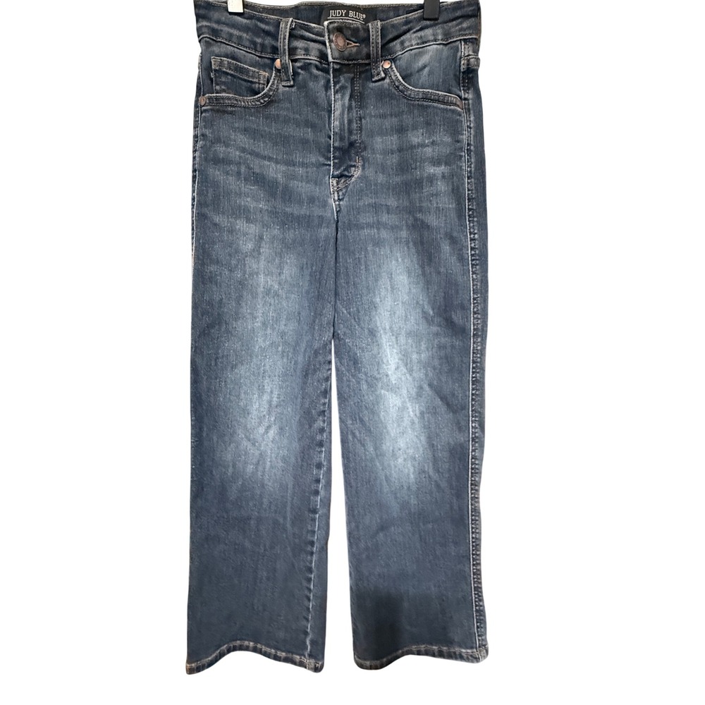 Judy Blue Wide Crop Jeans High Rise Stretch 0/24 Dark Blue Excellent JB88876 DK - Picture 2 of 5